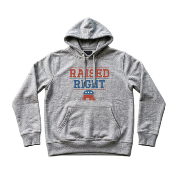 Raised Right Men's Hoodie – Gray - Deplorable Gear