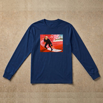 Mens long sleeve blue wave