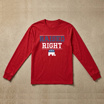 Mens long sleeve red raised