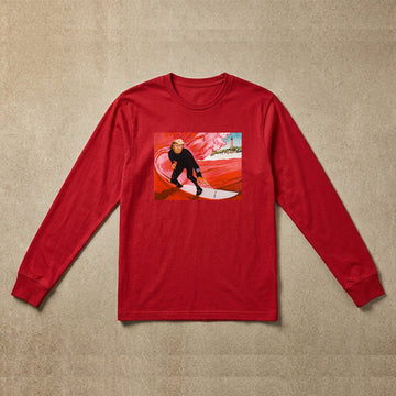 Mens long sleeve red wave