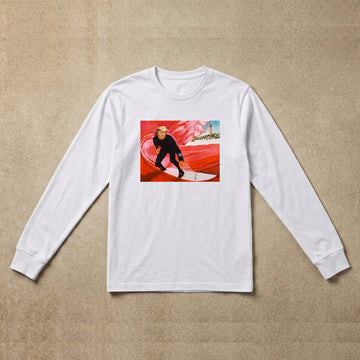 Mens long sleeve white wave