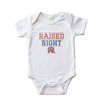Raised Right Baby Onesie – White