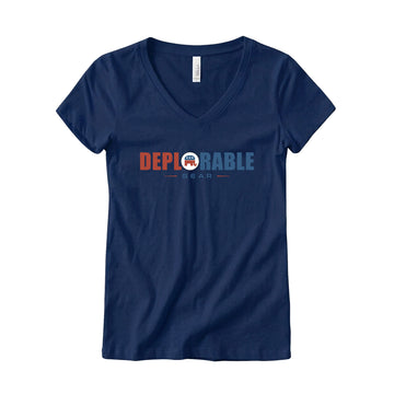 Proud Deplorable Women's V-Neck Tee – Navy Blue