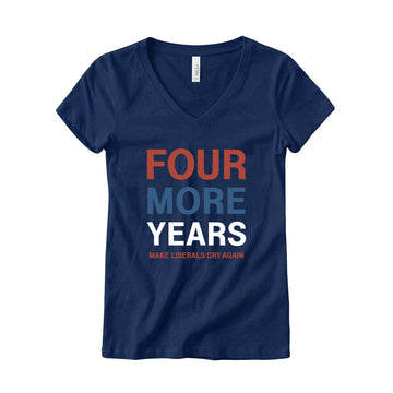 Four More Years 2028 Women's V-Neck Tee – Navy Blue