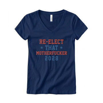 Re-Elect 2028 Women's V-Neck Tee – Navy Blue