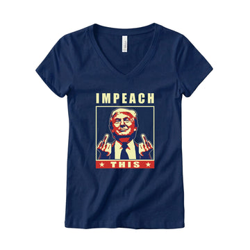Impeach This Women's V-Neck Tee – Navy Blue