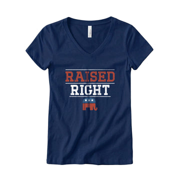 Raised Right Women's V-Neck Tee – Navy Blue