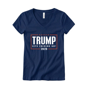 Trump LFG 2028 Women's V-Neck Tee – Navy Blue