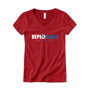 Proud Deplorable Women's V-Neck Tee – Red