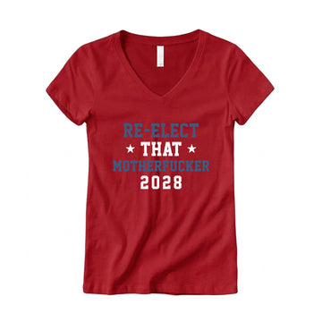 Re-Elect 2028 Women's V-Neck Tee – Red