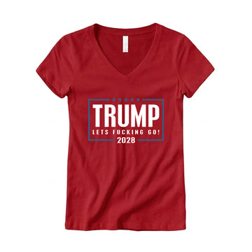 Trump LFG 2028 Women's V-Neck Tee – Red
