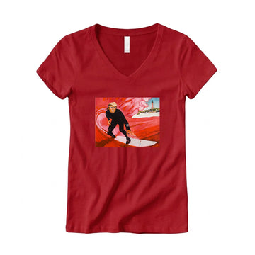 Trump Red Wave Women's V-Neck Tee – Red