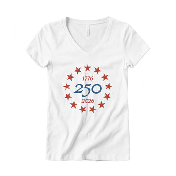 1776 America 250 Women's V-Neck Tee – White