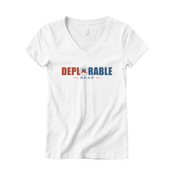 Proud Deplorable Women's V-Neck Tee – White
