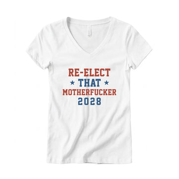 Re-Elect 2028 Women's V-Neck Tee – White