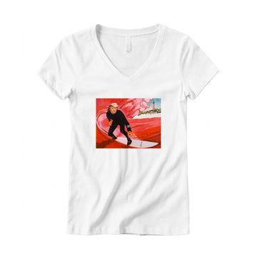 Trump Red Wave Women's V-Neck Tee – White