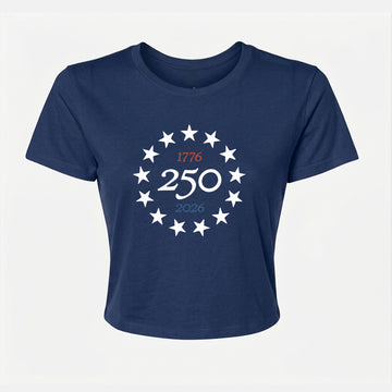 1776 America 250 Women's Crop Tee – Navy Blue