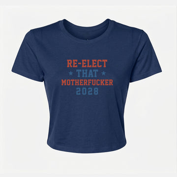 Re-Elect 2028 Women's Crop Tee – Navy Blue
