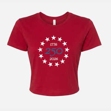 1776 America 250 Women's Crop Tee – Red