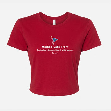 Marked Safe From Protesting Women's Crop Tee – Red